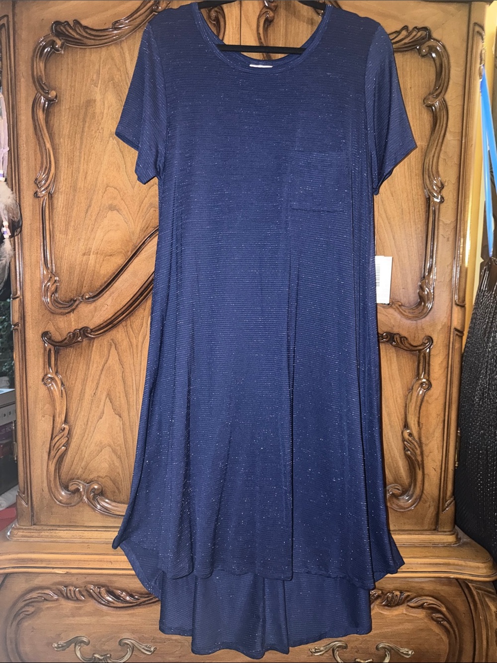 LuLaRoe Navy Blue Maxi Dress with Subtle Metallic Speckle